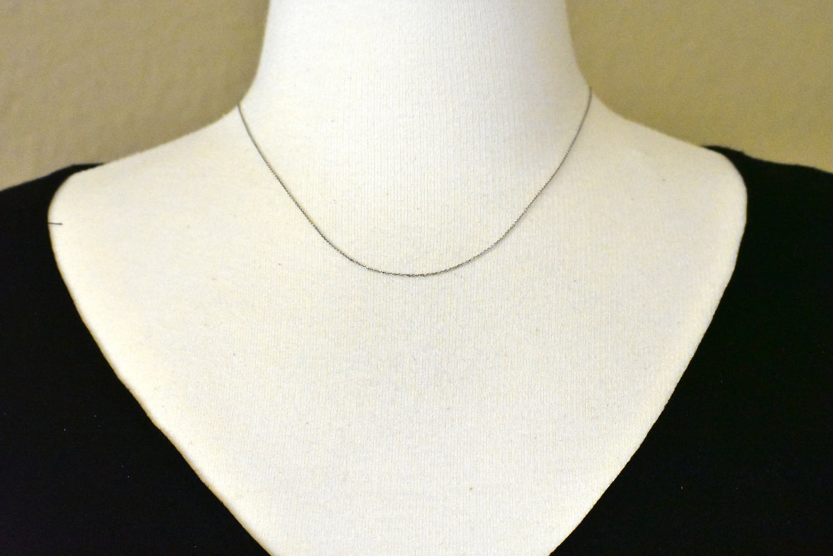 14k white  gold 0.8mm diamond cut cable bracelet anklet choker necklace pendant chain