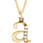 Load image into Gallery viewer, 14K Yellow Rose White Gold .025 CTW Diamond Tiny Petite Lowercase Letter A Initial Alphabet Pendant Charm Necklace
