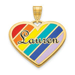 Load image into Gallery viewer, 14k 10k Yellow White Gold Sterling Silver Epoxy Rainbow Colors Heart Name Pendant Charm Personalized Engraved
