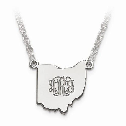 14k gold or sterling silver massachusetts ma state name necklace personalized monogram
