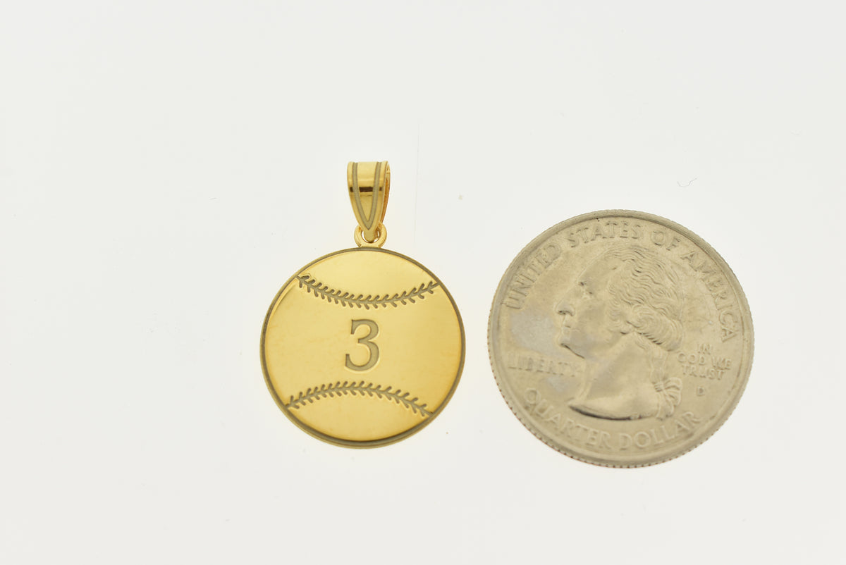 14k 10k gold sterling silver baseball personalized engraved pendant