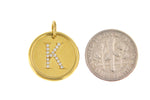 Lataa kuva Galleria-katseluun, 14K Yellow Rose White Gold Genuine Diamond Uppercase Letter K Initial Alphabet Pendant Charm Custom Engraved Personalized

