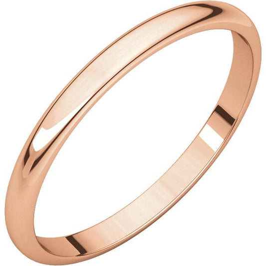 14k rose gold 2mm wedding anniversary promise ring band half round light