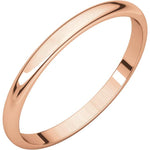 Lataa kuva Galleria-katseluun, 14k Rose Gold 2mm Wedding Anniversary Promise Ring Band Half Round Light
