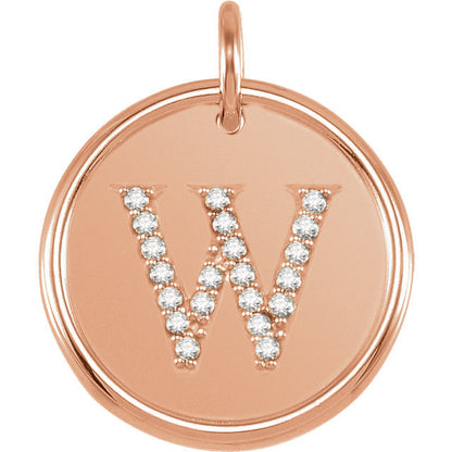 14k yellow rose white gold genuine diamond uppercase letter w initial alphabet pendant charm custom made personalized engraved