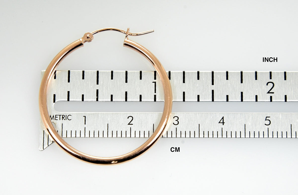 14k rose gold classic round hoop earrings 30mm x 2mm