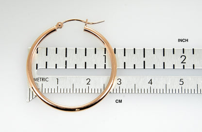 14k rose gold classic round hoop earrings 30mm x 2mm