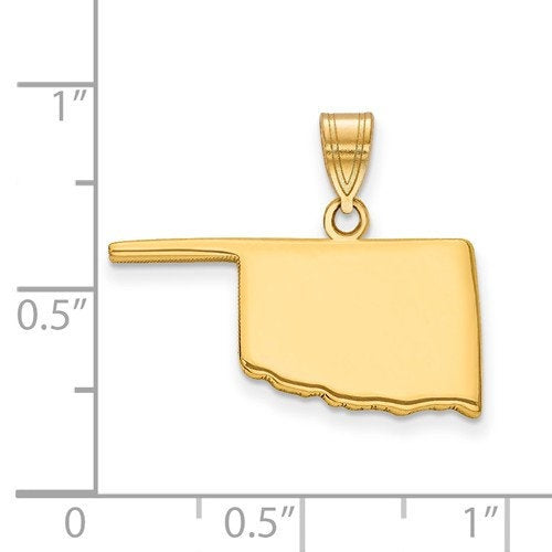 14K Gold or Sterling Silver Oklahoma OK State Map Pendant Charm Personalized Monogram