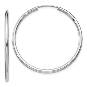 14k white gold round endless hoop earrings 38mm x 2mm