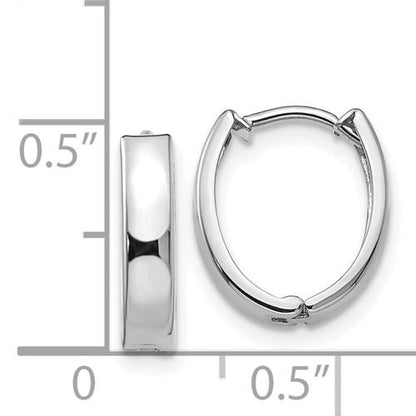 14k white gold small dainty huggie hinged hoop earrings 10mm x 2mm