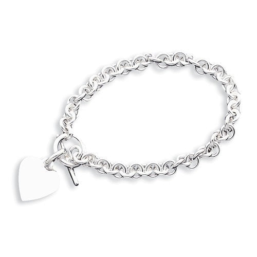 sterling silver heavyweight heart tag charm toggle necklace or bracelet custom engraved personalized monogram