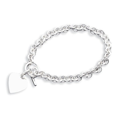 sterling silver heavyweight heart tag charm toggle necklace or bracelet custom engraved personalized monogram