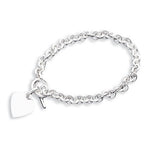 Lataa kuva Galleria-katseluun, Sterling Silver Heavyweight Heart Tag Charm Toggle Necklace or Bracelet Custom Engraved Personalized Monogram
