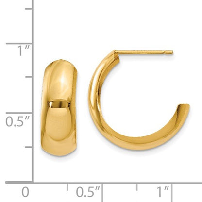 14k yellow gold j hoop earrings push post back