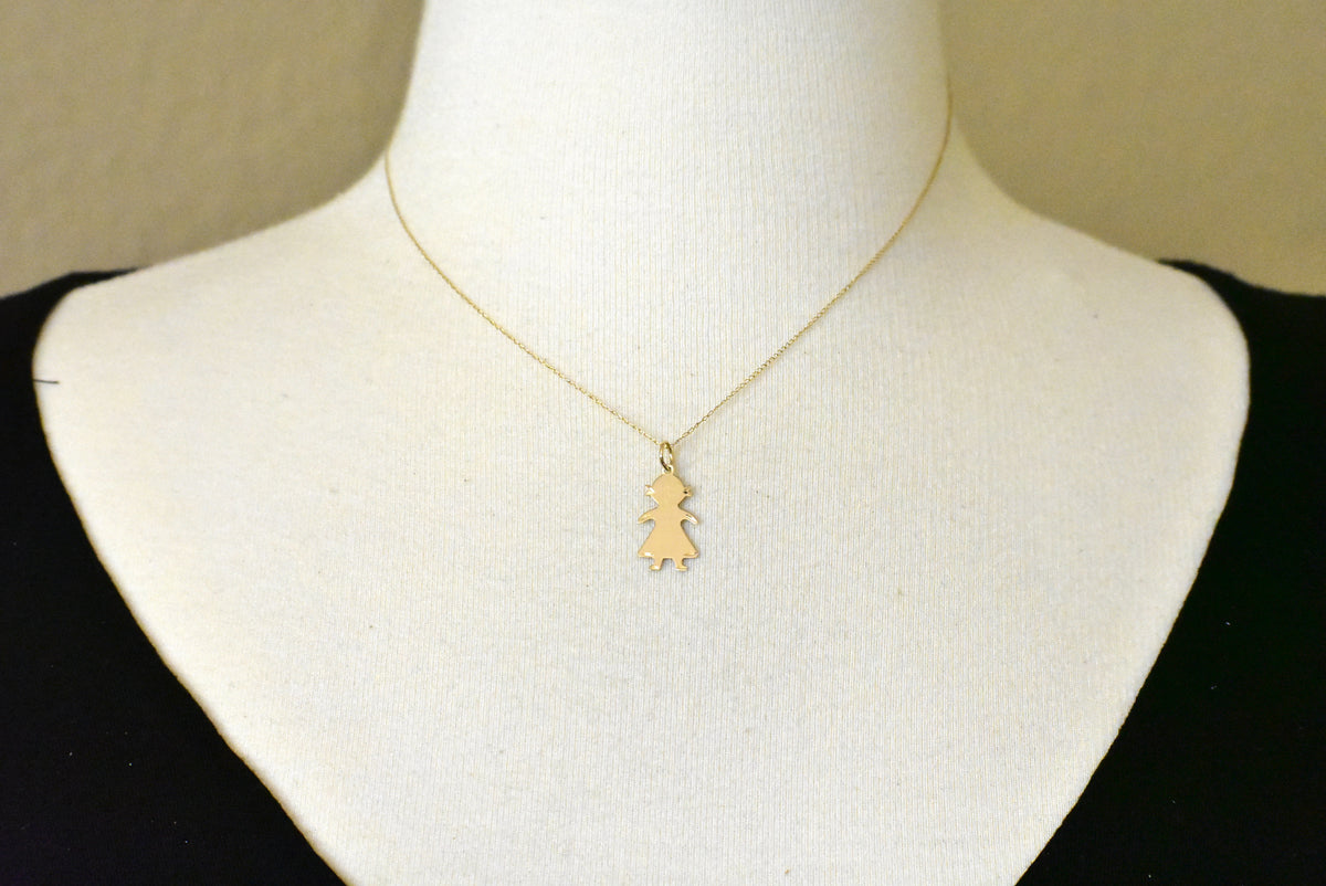 14k yellow gold girl flat disc pendant charm engraved personalized name initials date