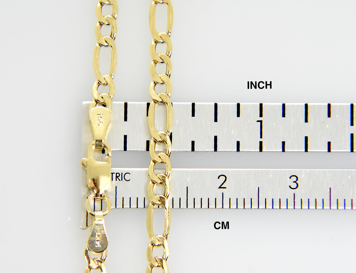 14k yellow gold 3.5mm lightweight figaro bracelet anklet choker necklace chain
