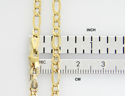 14k yellow gold 3.5mm lightweight figaro bracelet anklet choker necklace chain