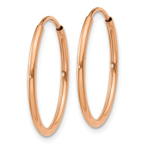 14k Rose Gold Classic Endless Round Hoop Earrings 18mm x 1.25mm