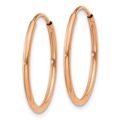 14k rose gold classic endless round hoop earrings 18mm x 1.25mm