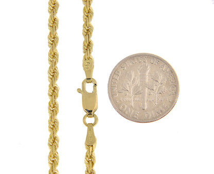 14k solid yellow gold 3.2mm diamond cut rope bracelet anklet choker necklace pendant chain