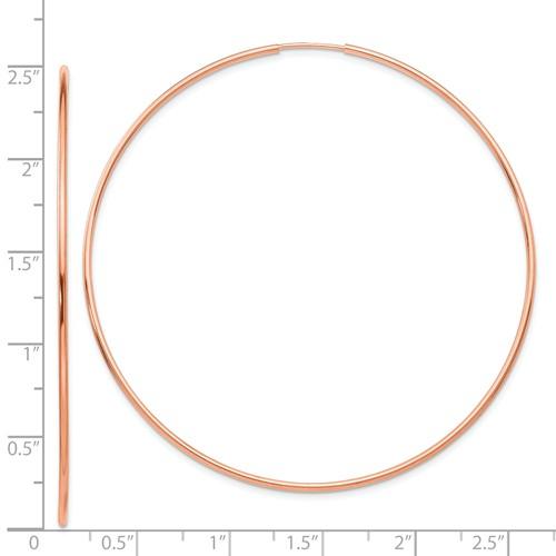 14k Rose Gold Classic Endless Round Hoop Earrings 60mm x 1.25mm
