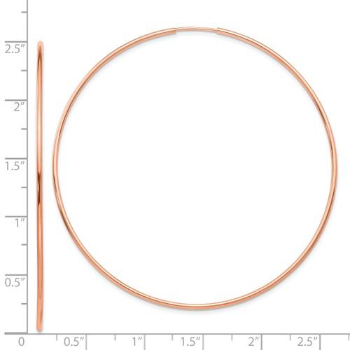 14k rose gold classic endless round hoop earrings 60mm x 1.25mm