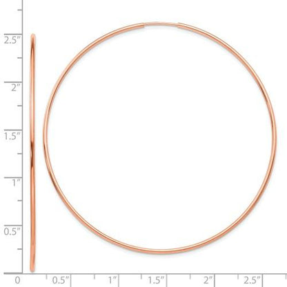 14k rose gold classic endless round hoop earrings 60mm x 1.25mm