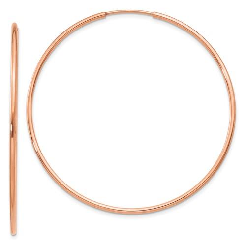 14k rose gold classic endless round hoop earrings 44mm x 1.25mm