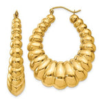 Załaduj obraz do przeglądarki galerii, 14K Yellow Gold Shrimp Scalloped Hollow Classic Hoop Earrings 33mm

