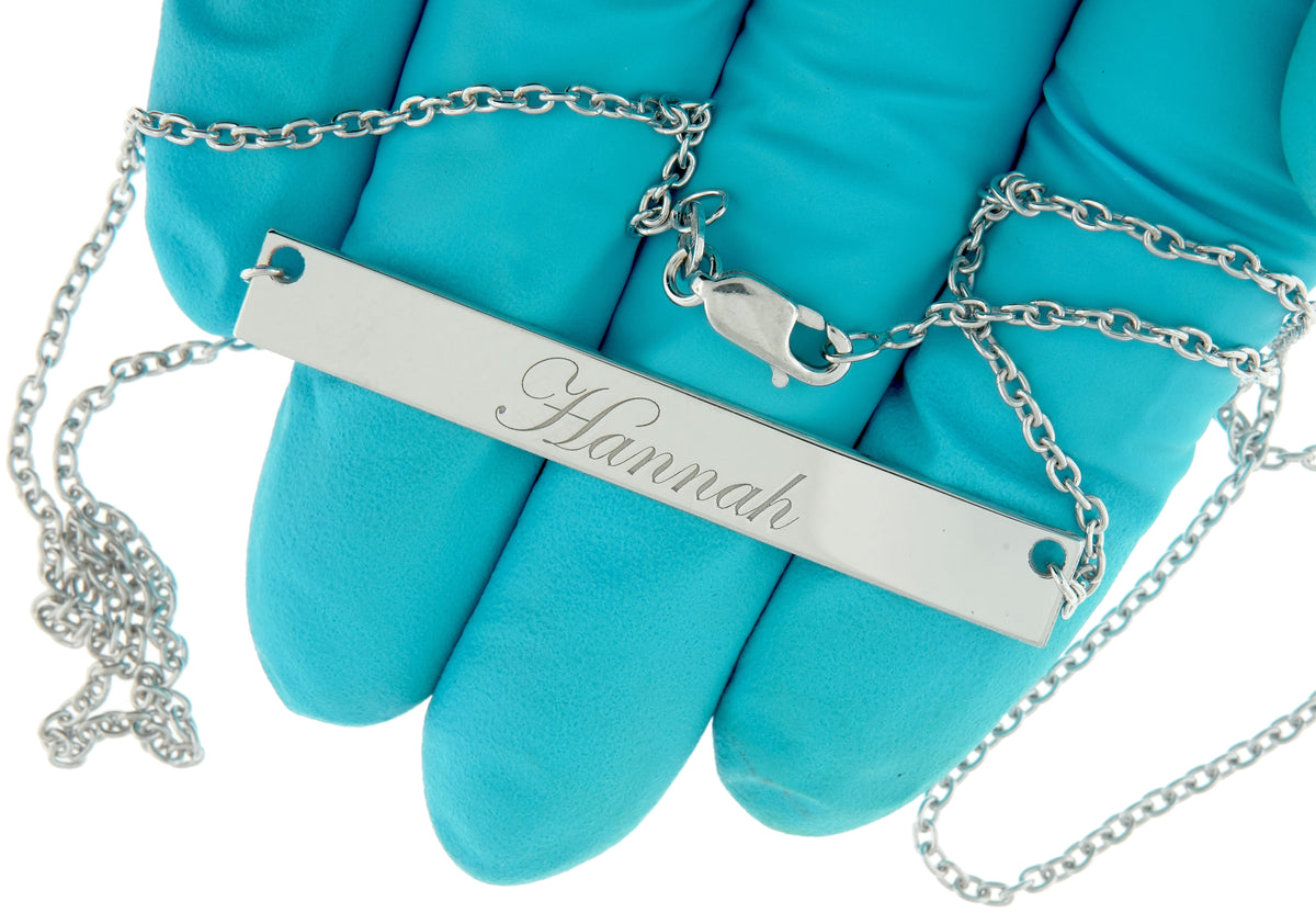 14k 10k gold sterling silver large name bar nameplate necklace personalized