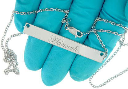 14k 10k gold sterling silver large name bar nameplate necklace personalized