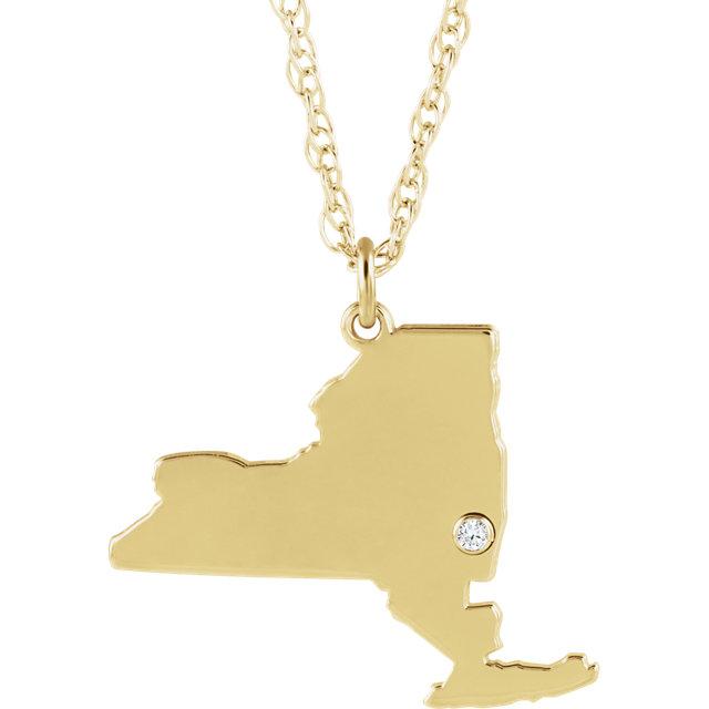 14k 10k yellow rose white gold diamond silver new york ny state map personalized city necklace