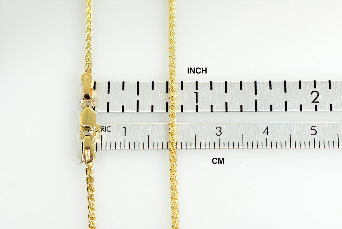 14k yellow gold 1.65mm spiga wheat bracelet anklet choker necklace pendant chain