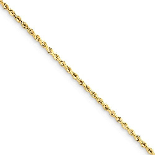 14K Solid Yellow Gold 2mm Diamond Cut Rope Bracelet Anklet Choker Necklace Pendant Chain