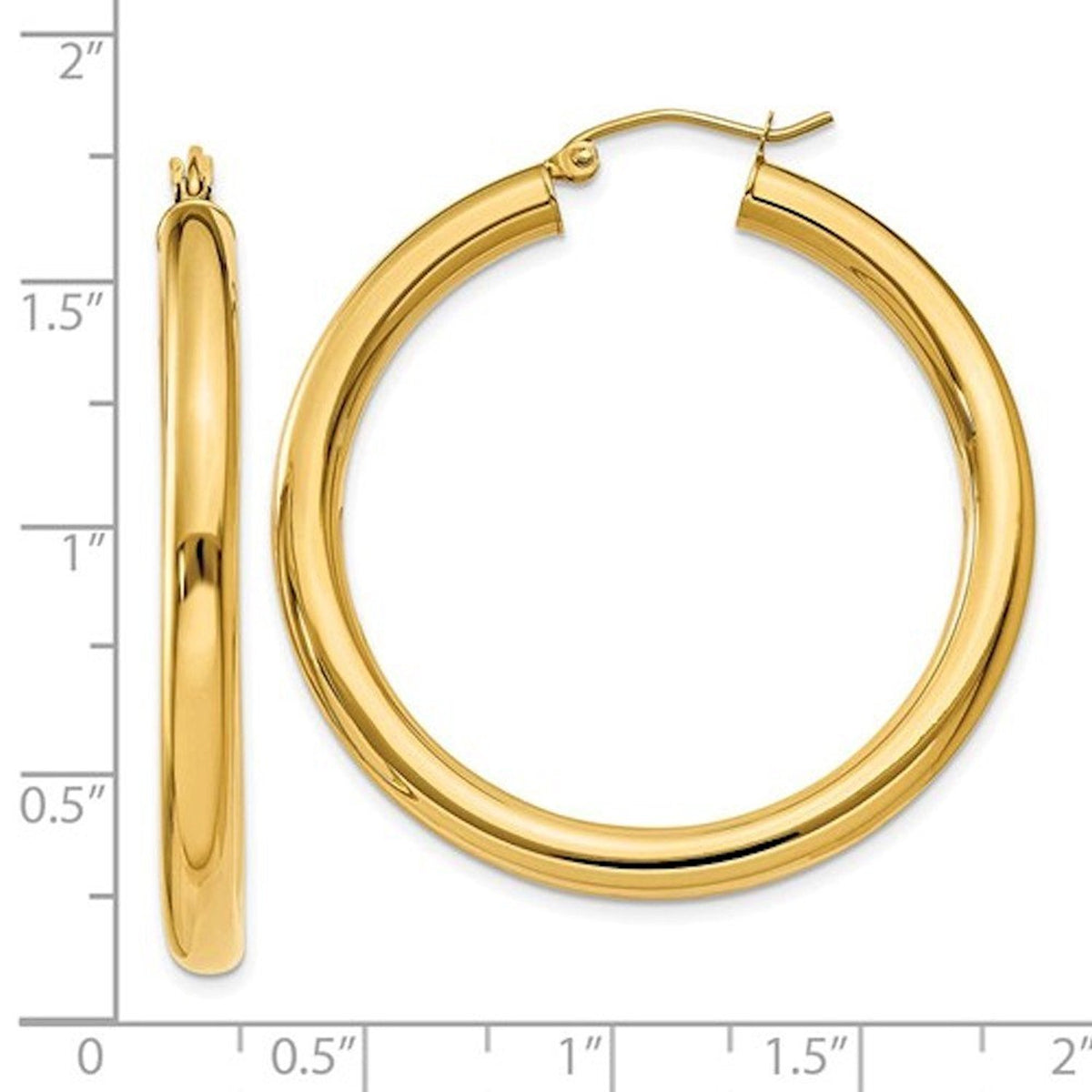 14k yellow gold classic lightweight round hoop earrings 40mmx4mm