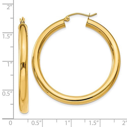 14k yellow gold classic lightweight round hoop earrings 40mmx4mm