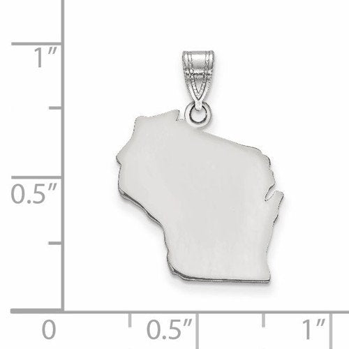 14K Gold or Sterling Silver Wisconsin WI State Map Pendant Charm Personalized Monogram