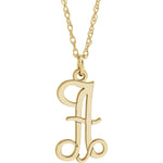 Kép betöltése a galériamegjelenítőbe: 14k Gold or Silver Letter A Script Initial Alphabet Pendant Charm Necklace
