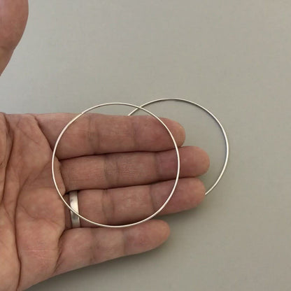 14k White Gold Extra Large Round Endless Hoop Earrings 67mm x 1.20mm