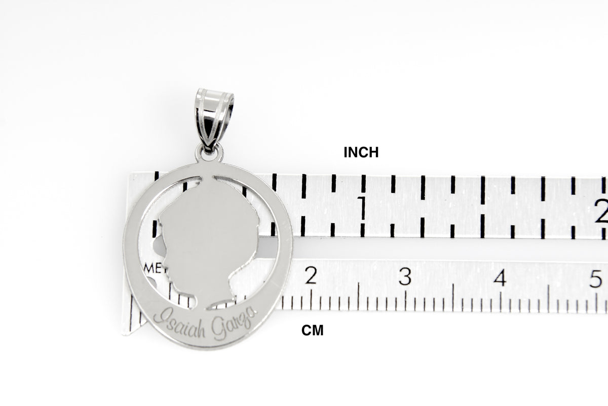 14k 10k yellow white sterling silver boy head silhouette name engraved personalized