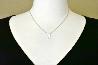 14k gold 10k gold silver florida fl state map necklace heart personalized city