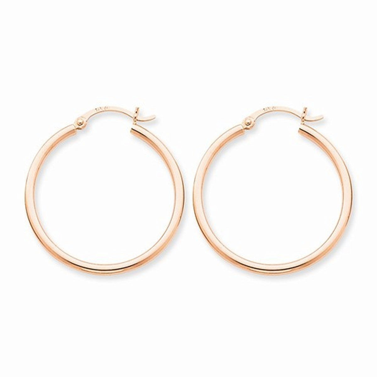14k rose gold classic round hoop earrings 30mm x 2mm