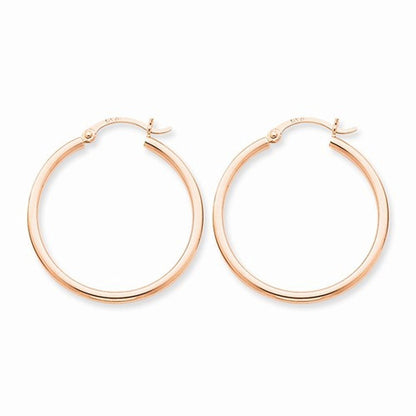 14k rose gold classic round hoop earrings 30mm x 2mm