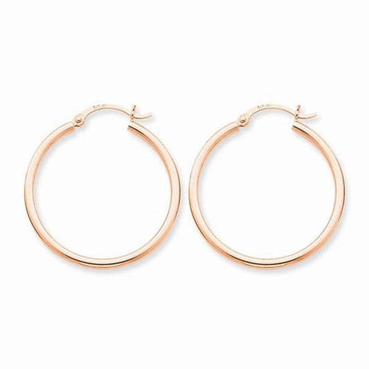 14k rose gold classic round hoop earrings 30mm x 2mm