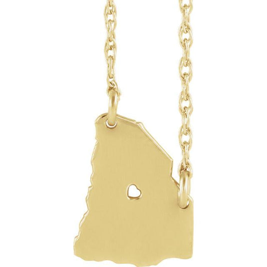 14k gold 10k gold silver south carolina sc state map necklace heart personalized city