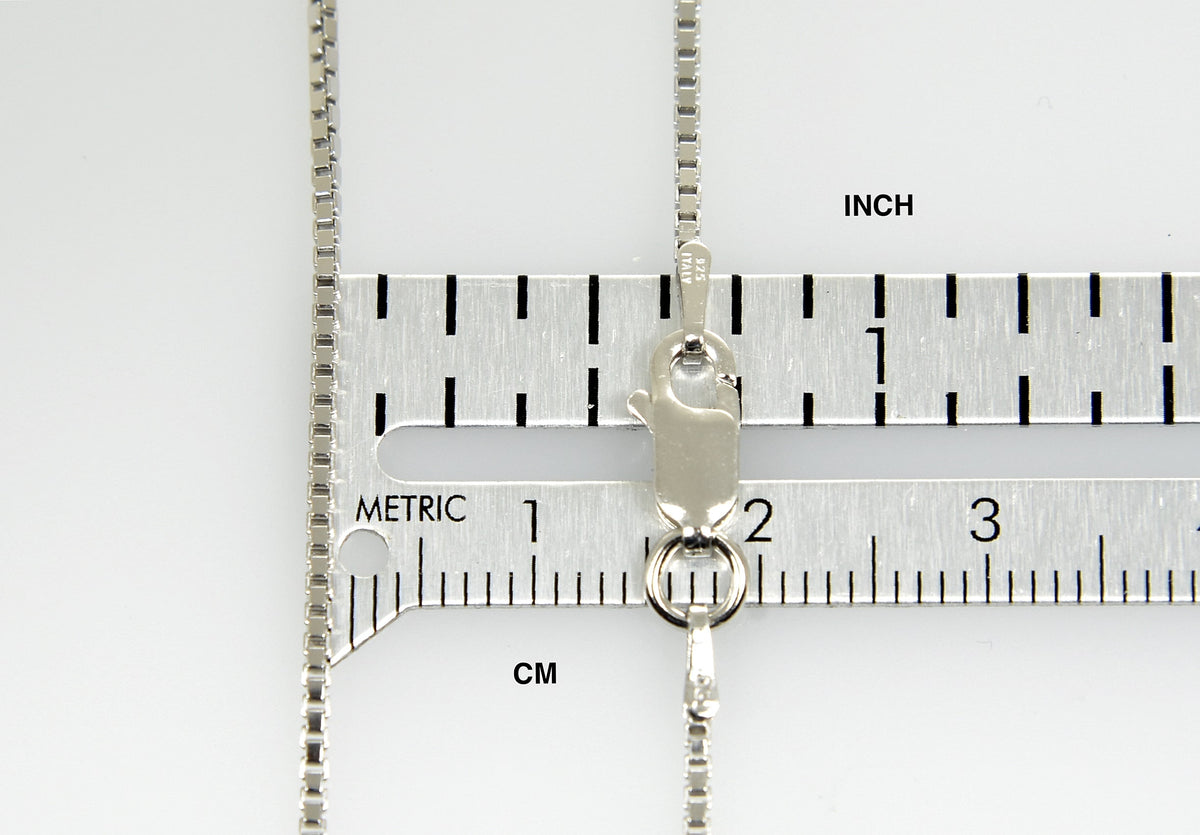sterling silver 1.25mm rhodium plated box necklace pendant chain with lobster clasp