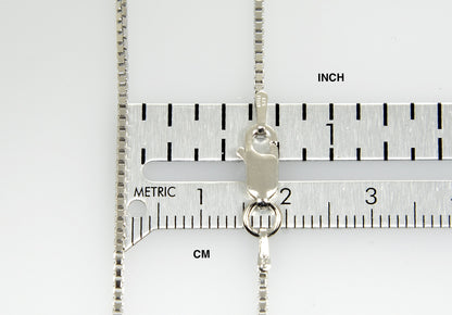 sterling silver 1.25mm rhodium plated box necklace pendant chain with lobster clasp