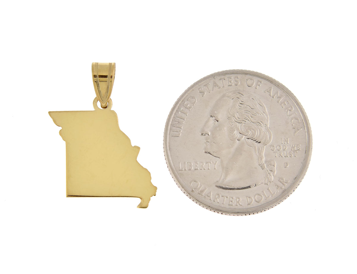 14k gold or sterling silver missouri mo state map pendant charm personalized monogram