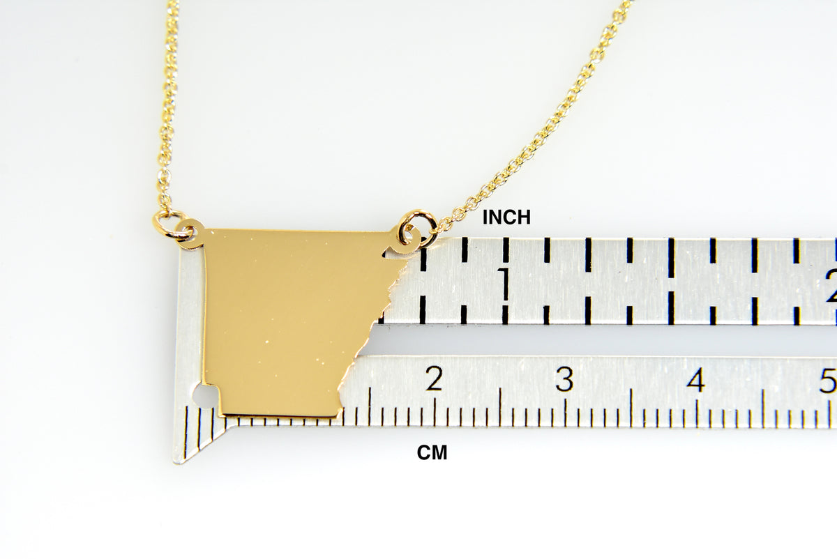 14k gold or sterling silver arkansas ar state necklace personalized monogram