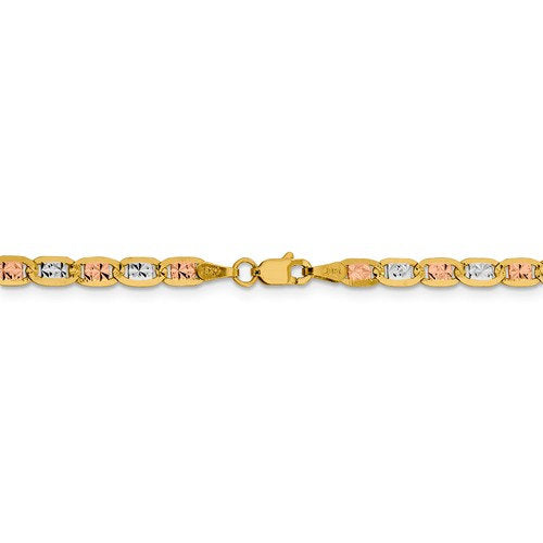 14k yellow white rose gold tri color 3.8mm pav√© valentino bracelet anklet choker necklace chain